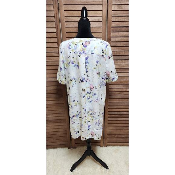 J. Jill Love Linen Watercolor Floral Shift Dress Large Petite Coastal Casual - Picture 6 of 7